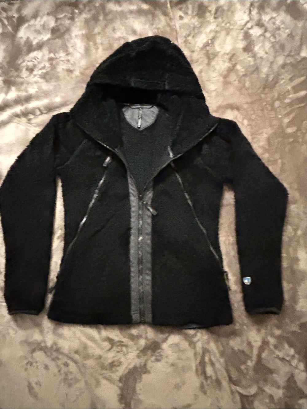 Kuhl Jacket Women’s Size S  Black Fleece Hooded Sherpa Fleece Flight Jacket - Picture 2 of 16